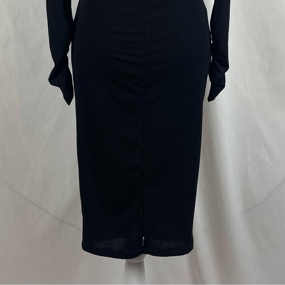 ASOS Sheer Black BodyCon Cut Out Ruched Party Event Midi Dress NWT Size 6 - Picture 8 of 15